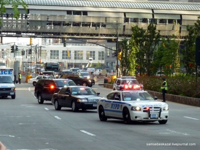 Кортеж Обамы в Нью-Йорке
