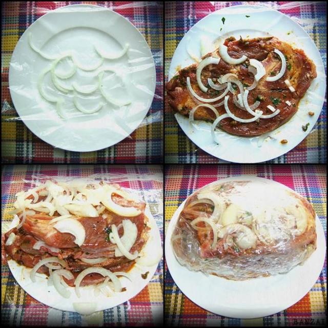 Свиной стейк на пергаменте