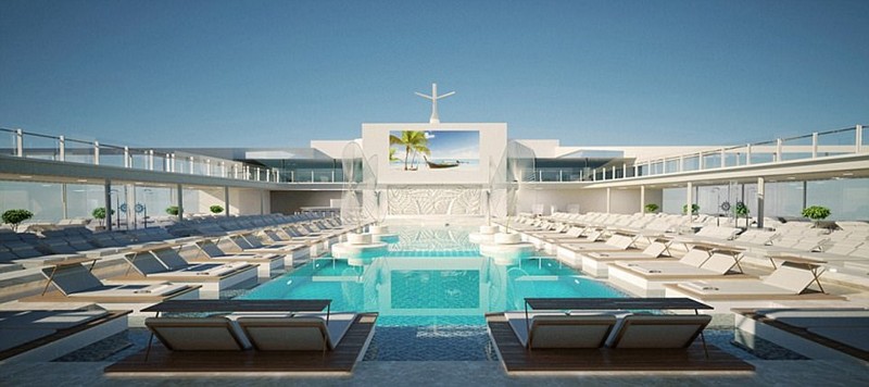 Церемония запуска гигантского круизного судна Maraviglia